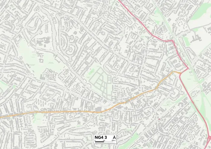 Framed Print : Gedling NG4 3 Print Map Sector