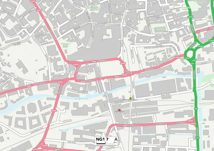 Framed Print : Nottingham NG1 7 Print Map Sector Poster Framed Print : Nottingham NG1 7 Print Map Sector Poster