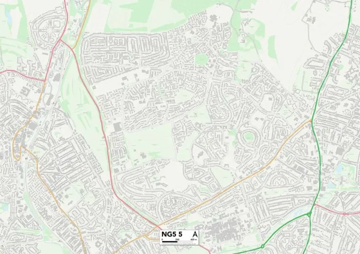 Framed Print : Nottingham NG5 5 Postcode Sector Print Map Framed Print : Nottingham NG5 5 Postcode Sector Print Map