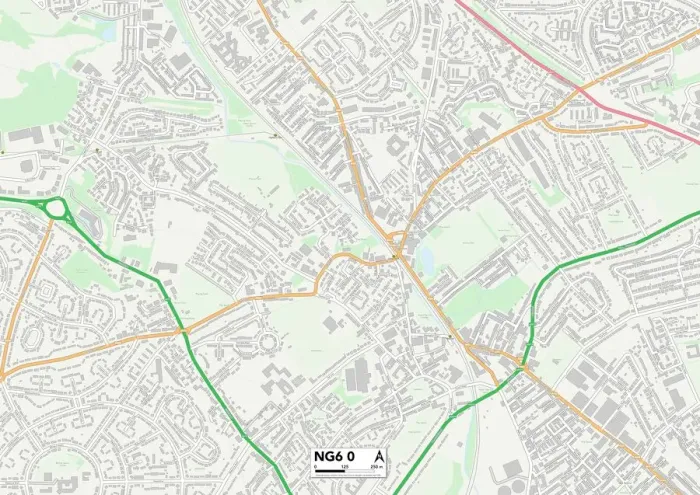 Framed Print : Nottingham NG6 0 Print Map Sector