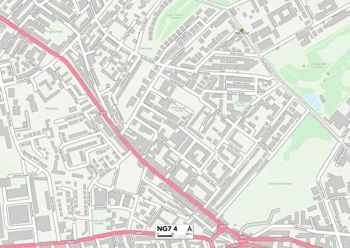 Framed Print : Nottingham NG7 4 Print Postcode Sector Map Framed Print : Nottingham NG7 4 Print Postcode Sector Map