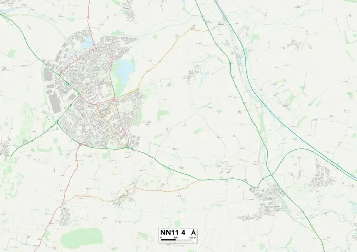 Framed Print : Daventry NN11 4 Postcode Sector Print Map Framed Print : Daventry NN11 4 Postcode Sector Print Map