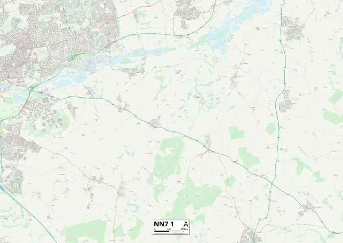 Framed Print : Daventry NN7 1 Print Postcode Sector Map
