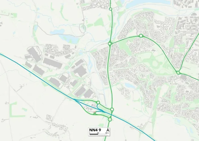 Framed Print : Northampton NN4 9 Print Map Sector Framed Print : Northampton NN4 9 Print Map Sector