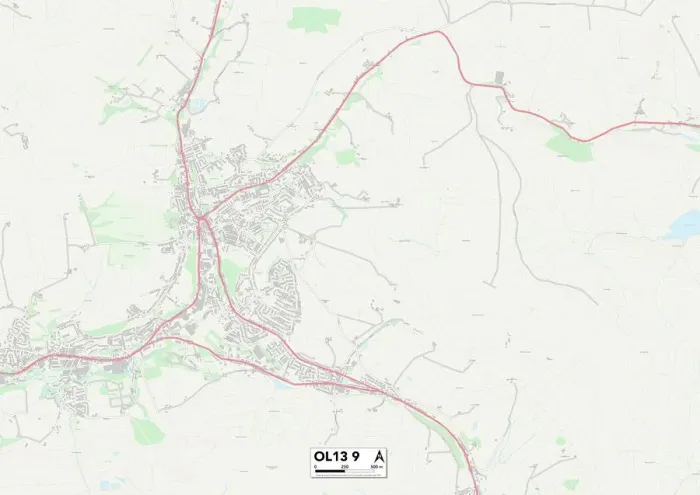 Framed Print : Rossendale OL13 9 Print Map Sector Framed Print : Rossendale OL13 9 Print Map Sector