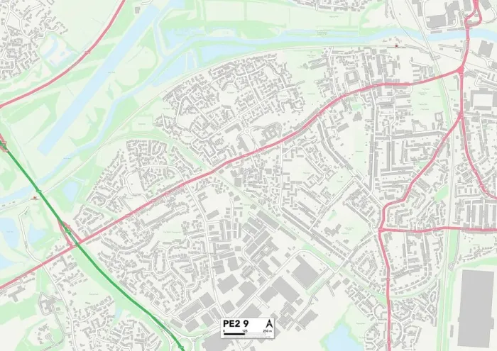 Framed Print : Peterborough PE2 9 Print Map Sector