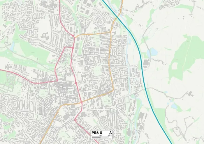 Framed Print : Chorley PR6 0 Postcode Sector Print Map Framed Print : Chorley PR6 0 Postcode Sector Print Map