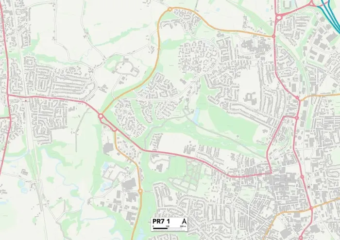 Framed Print : Chorley PR7 1 Print Map Sector Guide Framed Print : Chorley PR7 1 Print Map Sector Guide