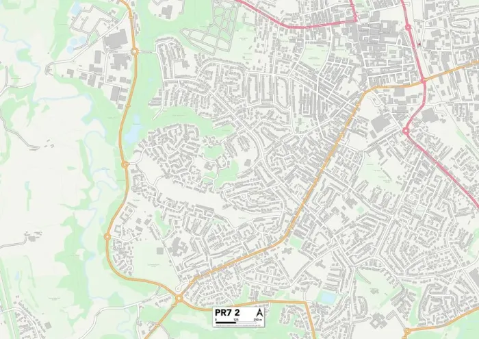 Framed Print : Chorley PR7 2 Print Map Sector