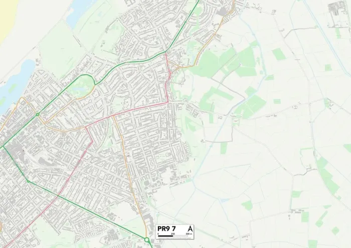 Framed Print : Sefton PR9 7 Print Map Sector Framed Print : Sefton PR9 7 Print Map Sector