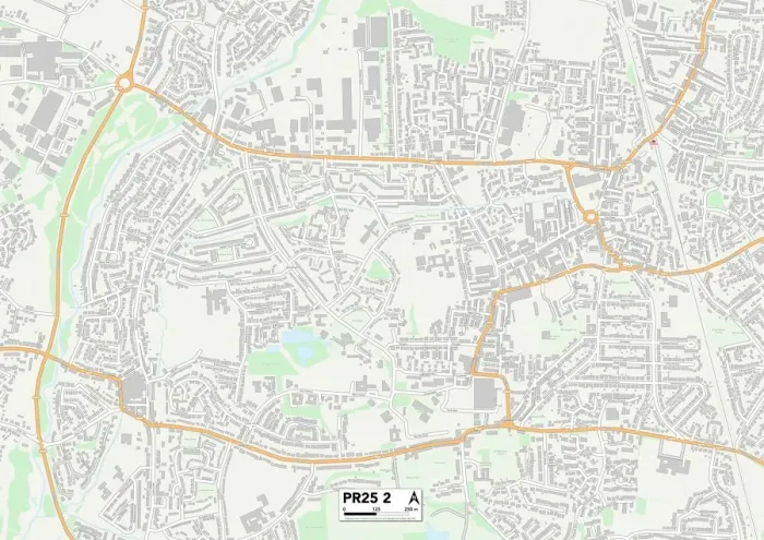Framed Print : South Ribble PR25 2 Print Map Framed Print : South Ribble PR25 2 Print Map