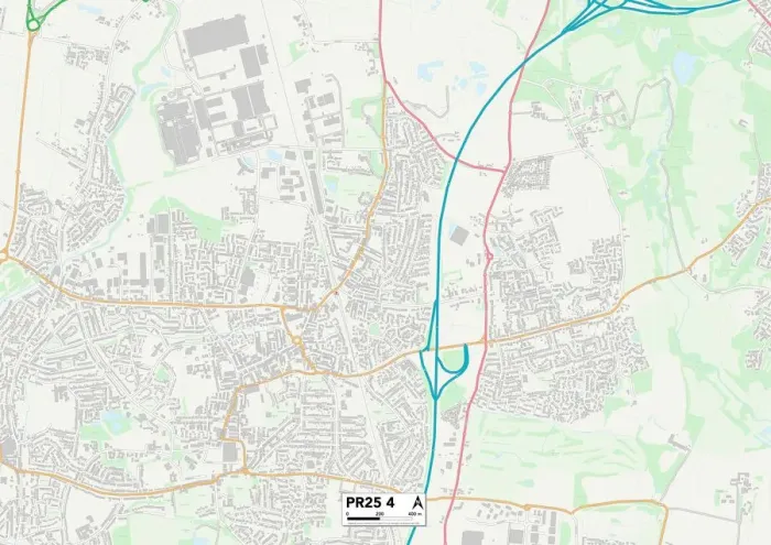 Framed Print : South Ribble PR25 4 Print Map Sector Framed Print : South Ribble PR25 4 Print Map Sector