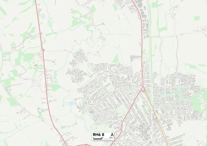 Framed Print : RH6 8 Print Map of Crawley Postcode Sector Framed Print : RH6 8 Print Map of Crawley Postcode Sector