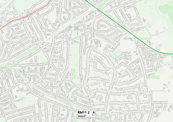 Framed Print : RM11 2 Print Map of Havering RM11 2 Area