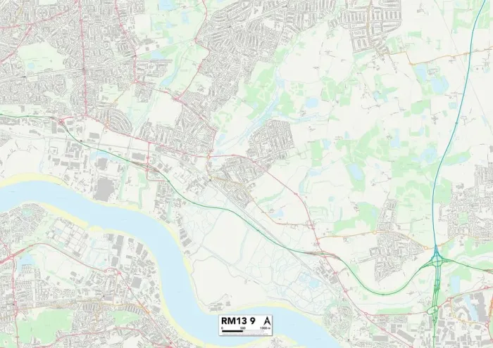 Framed Print : RM13 9 Print Map of Havering RM13 Sector Framed Print : RM13 9 Print Map of Havering RM13 Sector