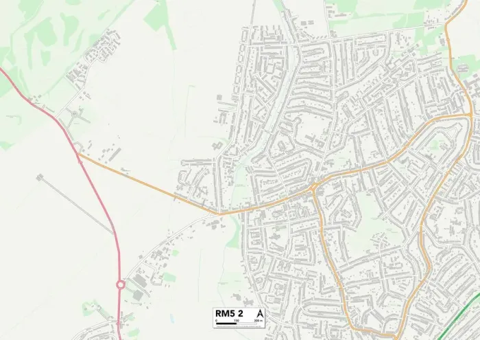 Framed Print : RM5 2 Print Map of Romford Area