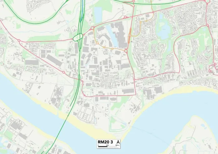 Framed Print : RM20 3 Postcode Sector Print Map of Thurrock Framed Print : RM20 3 Postcode Sector Print Map of Thurrock
