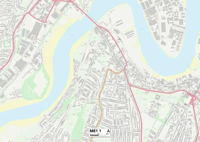 Framed Print : Medway ME1 1 Print Map Sector Framed Print : Medway ME1 1 Print Map Sector