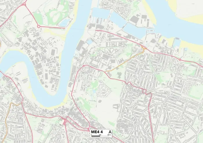 Framed Print : Medway ME4 4 Print Postcode Sector Map Framed Print : Medway ME4 4 Print Postcode Sector Map