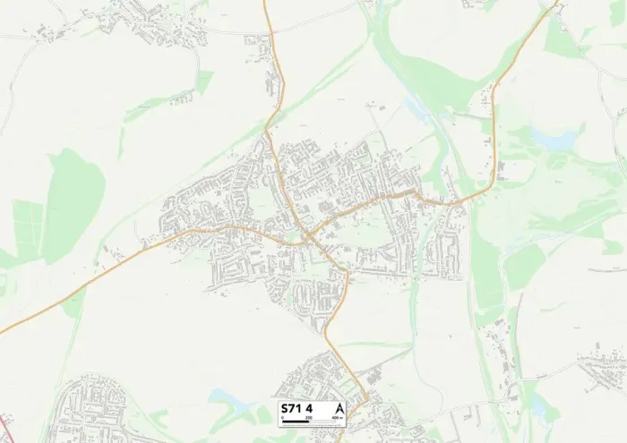 Framed Print : Barnsley S71 4 Postcode Sector Print Map