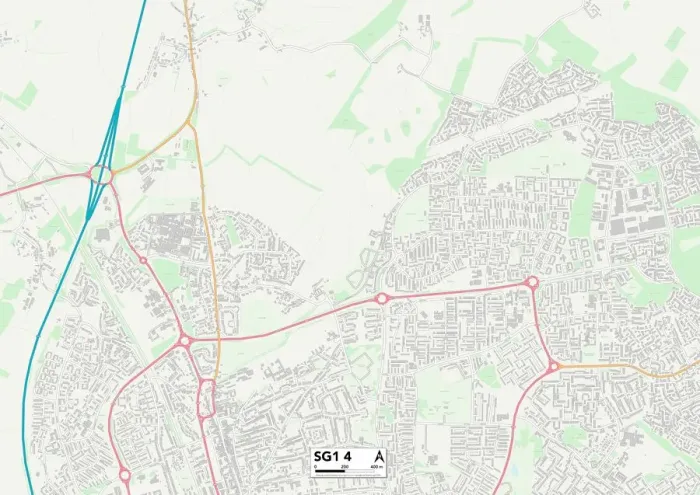 Framed Print : Stevenage SG1 4 Postcode Sector Print Map