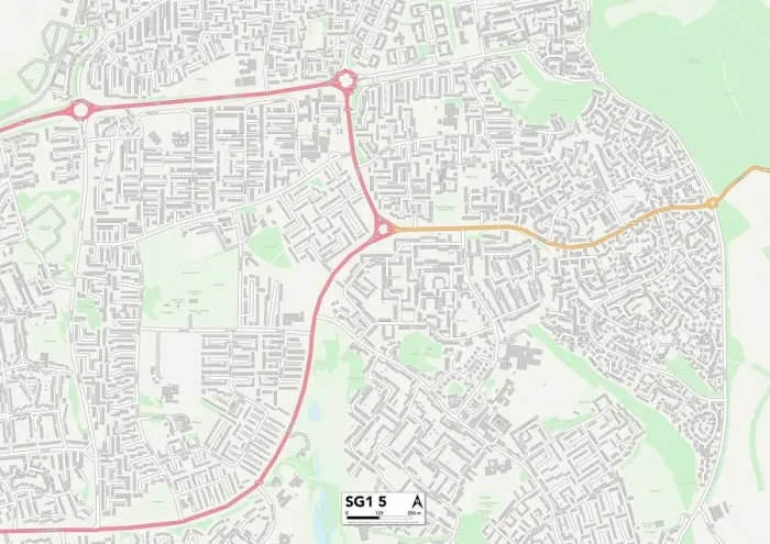 Framed Print : Stevenage SG1 5 Postcode Sector Print Map Framed Print : Stevenage SG1 5 Postcode Sector Print Map