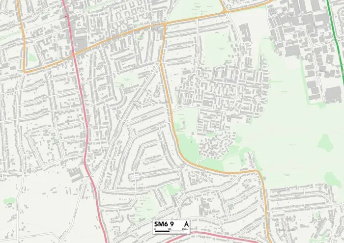 Framed Print : Sutton SM6 9 Print Postcode Sector Map Framed Print : Sutton SM6 9 Print Postcode Sector Map
