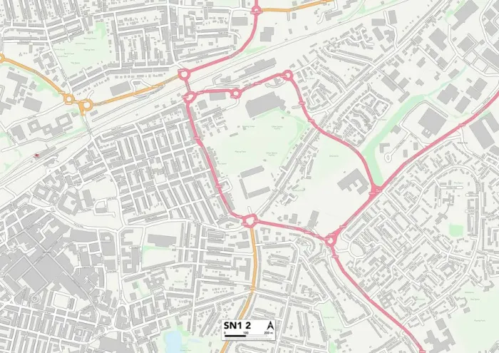 Framed Print : Swindon SN1 2 Print Map Postcode Sector Framed Print : Swindon SN1 2 Print Map Postcode Sector