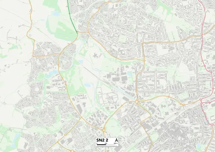 Framed Print : Swindon SN2 2 Print Map