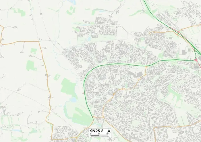 Framed Print : Swindon SN25 2 Print Map Postcode Sector