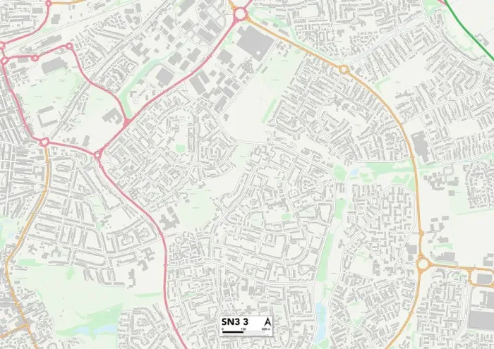 Framed Print : Swindon SN3 3 Postcode Sector Map Print Framed Print : Swindon SN3 3 Postcode Sector Map Print