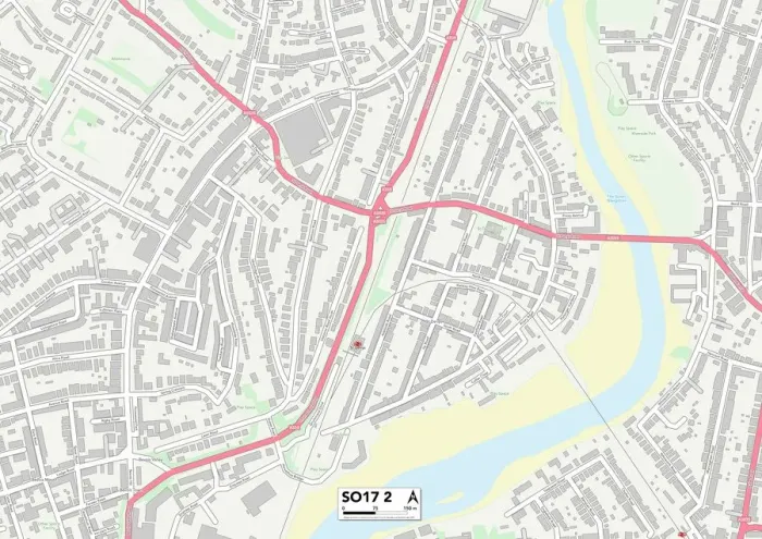 Framed Print : Southampton SO17 2 Print Map Postcode Sector Framed Print : Southampton SO17 2 Print Map Postcode Sector