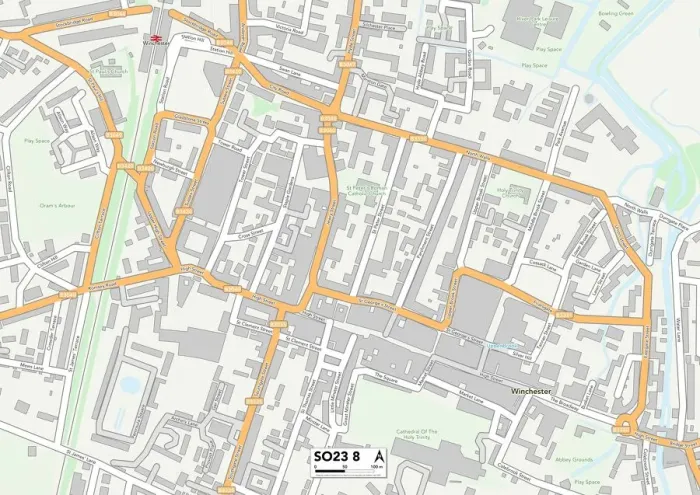 Framed Print : Winchester SO23 8 Print Map Sector Framed Print : Winchester SO23 8 Print Map Sector