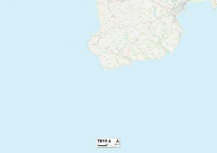 Framed Print : Cornwall TR19 6 Print Map Sector Framed Print : Cornwall TR19 6 Print Map Sector