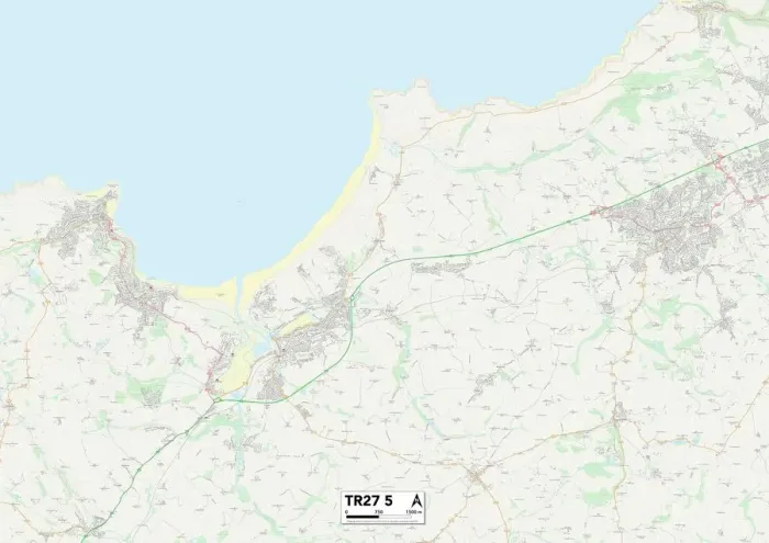 Framed Print : Cornwall TR27 5 Print Map Framed Print : Cornwall TR27 5 Print Map