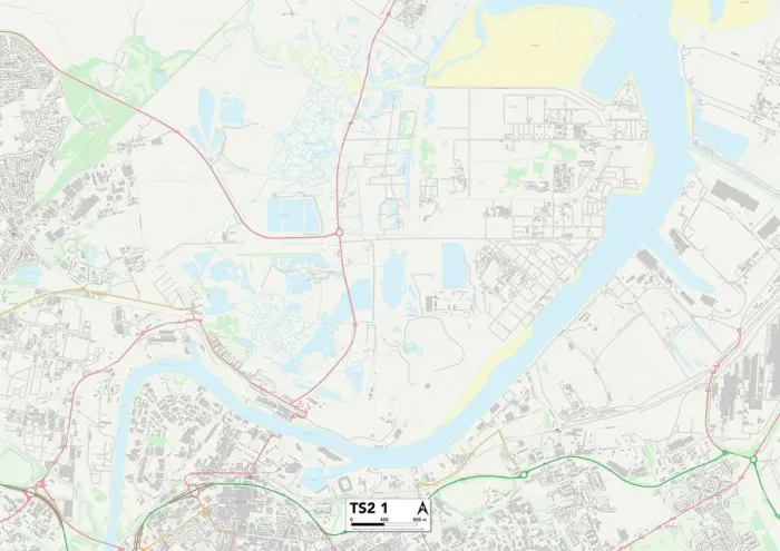 Framed Print : Middlesbrough TS2 1 Postcode Sector Print Map Framed Print : Middlesbrough TS2 1 Postcode Sector Print Map