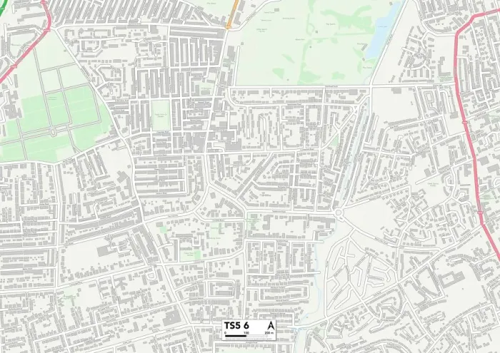 Framed Print : Middlesbrough TS5 6 Postcode Sector Map Print Framed Print : Middlesbrough TS5 6 Postcode Sector Map Print