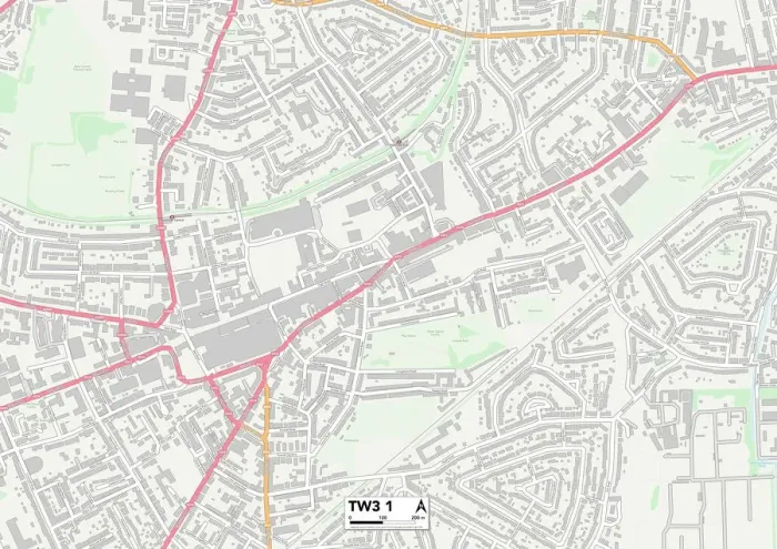 Framed Print : Hounslow TW3 1 Postcode Sector Print Map Framed Print : Hounslow TW3 1 Postcode Sector Print Map