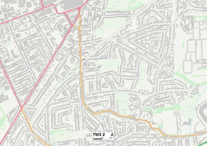 Framed Print : TW3 2 Postcode Sector Print Map of Hounslow Framed Print : TW3 2 Postcode Sector Print Map of Hounslow