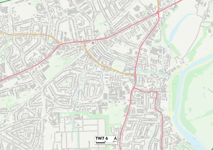 Framed Print : Hounslow TW7 6 Postcode Sector Print Map Framed Print : Hounslow TW7 6 Postcode Sector Print Map