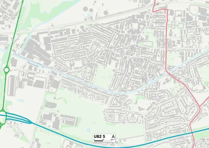 Framed Print : Ealing UB2 5 Print Map Postcode Sector Framed Print : Ealing UB2 5 Print Map Postcode Sector