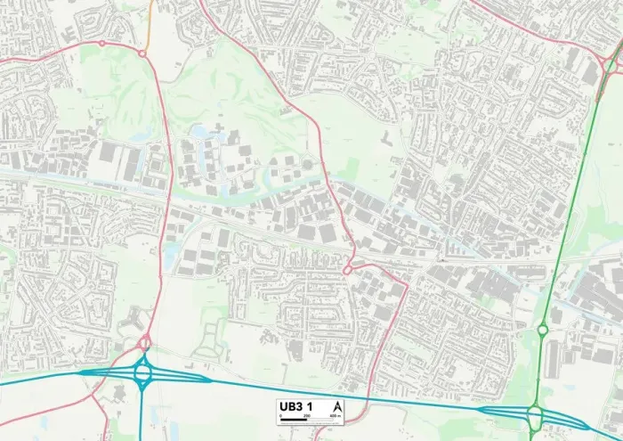 Framed Print : Hillingdon UB3 1 Print Map Sector Framed Print : Hillingdon UB3 1 Print Map Sector