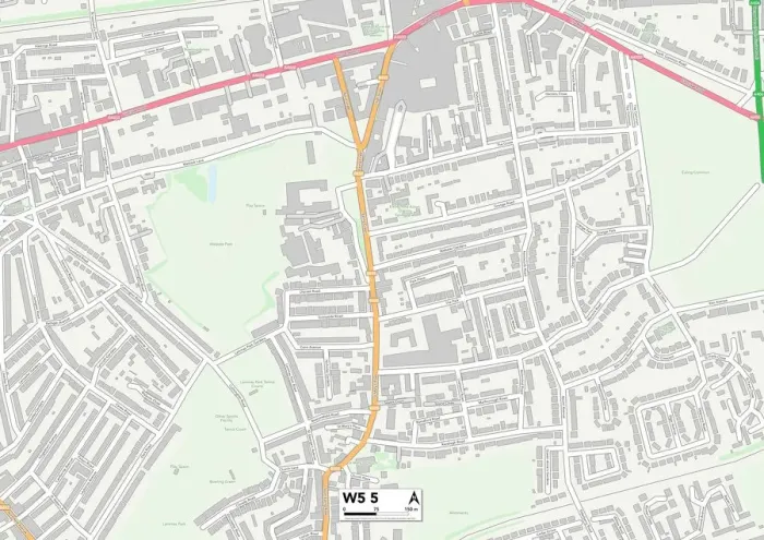 Framed Print : Ealing W5 5 Postcode Sector Print Map Framed Print : Ealing W5 5 Postcode Sector Print Map