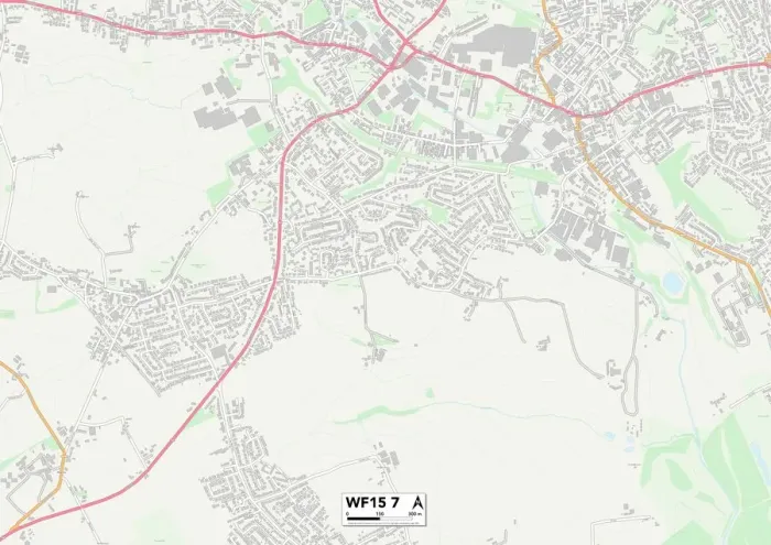 Framed Print : WF15 7 Print Map of Kirklees Postcode Sector Framed Print : WF15 7 Print Map of Kirklees Postcode Sector