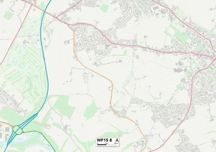 Framed Print : WF15 8 Print Map Sector of Kirklees Framed Print : WF15 8 Print Map Sector of Kirklees