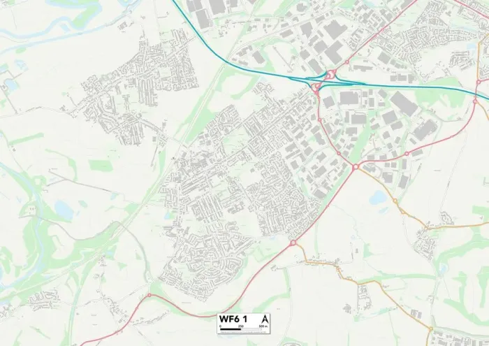 Framed Print : Wakefield WF6 1 Postcode Sector Print Map Framed Print : Wakefield WF6 1 Postcode Sector Print Map