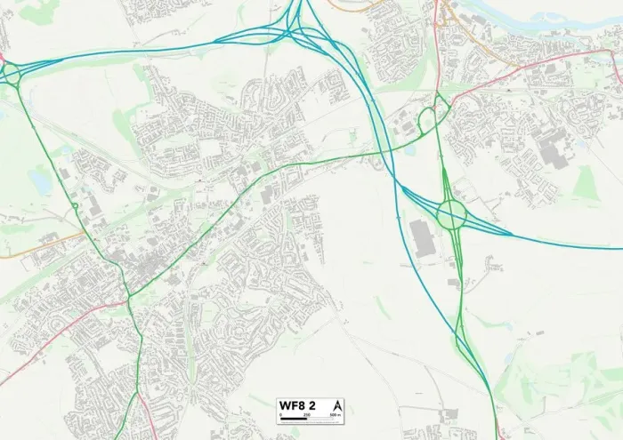 Framed Print : Wakefield WF8 2 Print Map Sector