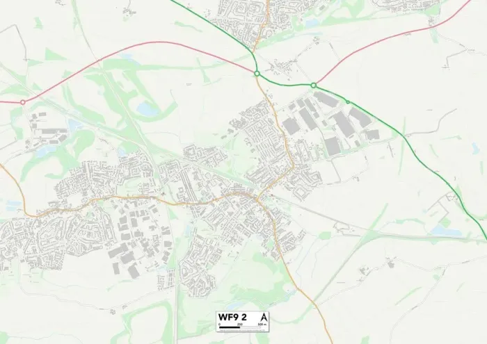 Framed Print : Wakefield WF9 2 Postcode Sector Print Map Framed Print : Wakefield WF9 2 Postcode Sector Print Map