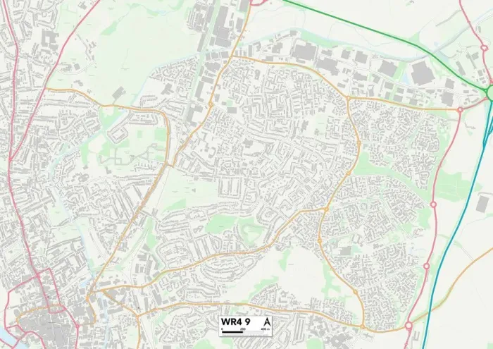 Framed Print : Worcester WR4 9 Print Map Sector
