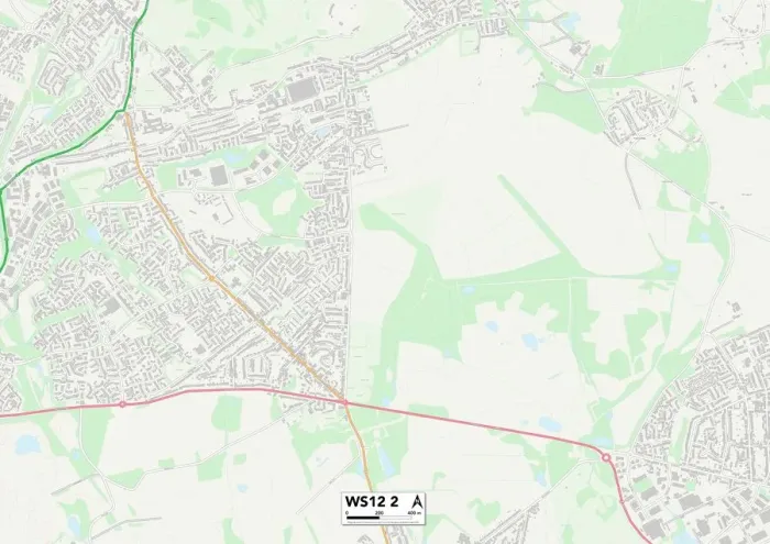 Framed Print : Cannock Chase WS12 2 Postcode Sector Print Map Framed Print : Cannock Chase WS12 2 Postcode Sector Print Map